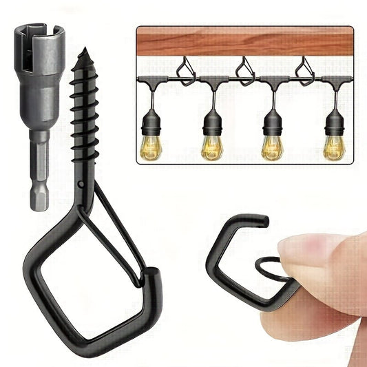 【HOME GIFT】10pcs Square Snap Hanging Hooks - Anti-Drop Bonsai Hooks with Safety Buckles for Christmas Rope String Lights