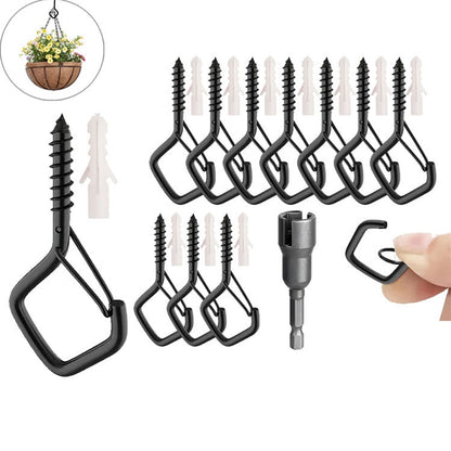 【HOME GIFT】10pcs Square Snap Hanging Hooks - Anti-Drop Bonsai Hooks with Safety Buckles for Christmas Rope String Lights